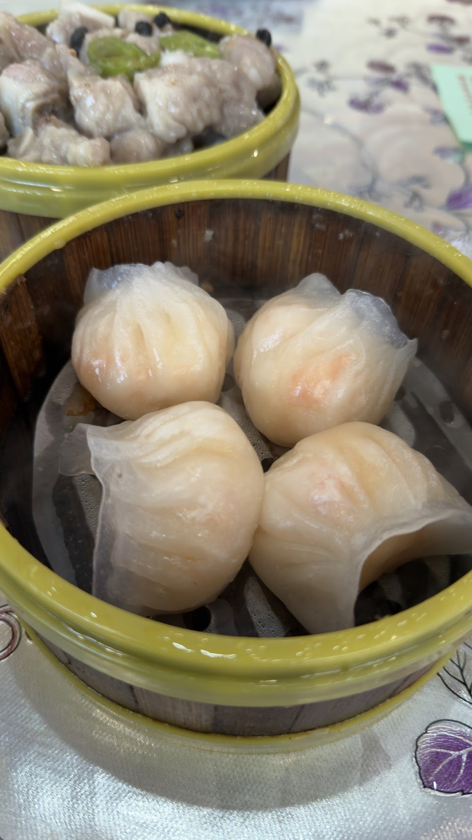Steamed Shrimp Dumplings in Bamboo Basket